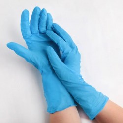 Перчатки нитриловые с удлининенной манжетой "Усиленные" М 50шт/кор голубые MAN005M 