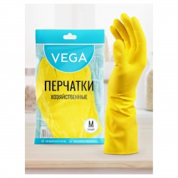 Перчатки резиновые хозяйственные желтые VEGA M 299046