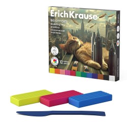 Пластилин 12цв. ErichKrause 62978 Big City Cats 180г. со стеком