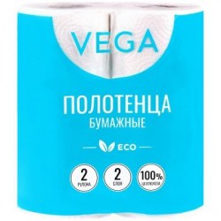 Полотенца бумажные "Vega" Deluxe 2-слойные /2рул/уп /315622