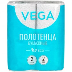 Полотенца бумажные "Vega" серые 2-слойные /2рул/уп/ 315623