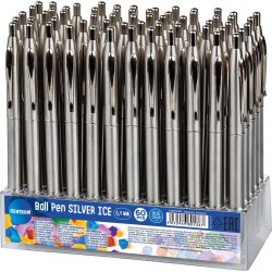 Ручка авт. Centrum 80536 "SILVER ICE" шариковая, синяя 0,7мм 