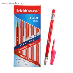Ручка гелевая ErichKrause 42722 красная R-301 Originai Gel 0,5мм