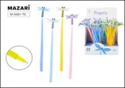 Ручка-игрушка Mazari M-5451-70* "DRAGONFLY" гелевая, синяя, ассорти 0,5мм