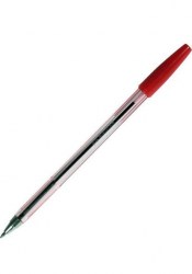 Ручка красная Beifa 927 шариковая 0,5мм прозрачный корпус