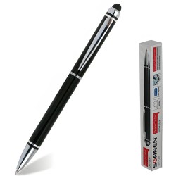 Ручка шариковая SONNEN 141589 черный корпус, серебристые детали со стилусом Самсон