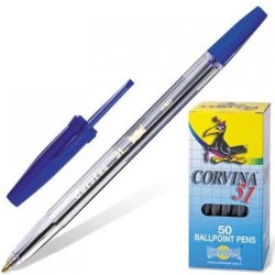 Ручка синяя CORVINA 51 40163/02 шариковая прозрачный корпус 1,0мм Р002108/Ф010000