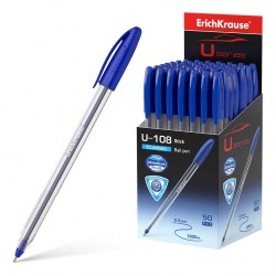 Ручка синяя ErichKrause 47564 Classic Stick U-108  1,0мм масляная основа
