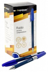 Ручка синяя inФормат BPRAS-B 0,7мм шариковая прорезиненный "Bubbi" 176947