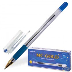 Ручка синяя MunHwa MC Gold BMC-02 масляная 0,5мм рез/упор 207858