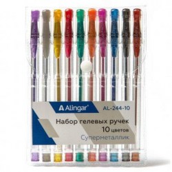 Ручки гелевые 10цв. Alingar AL244-10  1,0мм