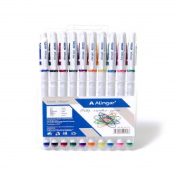 Ручки гелевые 10цв. Alingar AL901A-10 резиновый грип 0,55мм