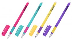 Ручки гелевые  4шт. пиши-стирай Lorex LXEPSSG-NN4-4p Slim Soft Grip "NEON" синий 0,5мм, 220937