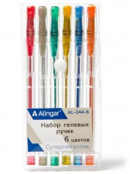 Ручки гелевые  6цв. Alingar AL244-6  1,0мм