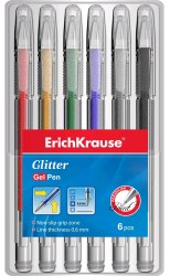 Ручки гелевые  6цв. ErichKrause 38998 Glitter (пауч)