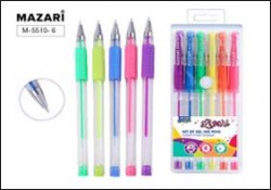Ручки гелевые  6цв. Mazari M-5510-6 "LIPARI" грип 0,5мм