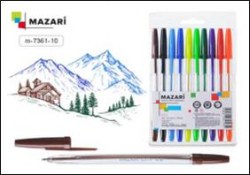 Ручки шариковые 10цв. Mazari M-7361-10 "CITY" 0,8мм