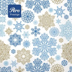 Салфетки бумажные 20л. PERO Prestige 81077 "Вальс снежинок"  33*33см, 3х сл Самсон 115496