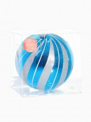 Шар пластиковый д.20см "Мега полосы" серебристо-голубой 2122925