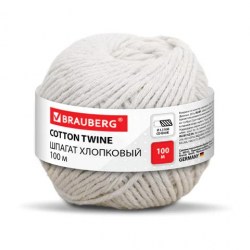 Шпагат хлопковый Brauberg 700361 длина 100м, d=1,5 мм