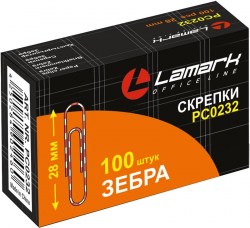 Скрепки 28мм Lamark 0232 "Зебра" /100шт/ 