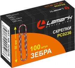 Скрепки 50мм Lamark 0236 "Зебра" /100шт/ 