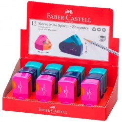 Точилка Faber-Castell 182714 SLEEVE-мини 1отв, контейнер, розовая/оранж бирюз 306093