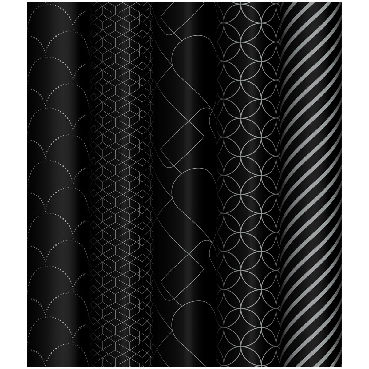 Бумага упаковочная MESHU MS_53487 "Pattern on black" глянец  70*100см 80г/м2 ассорти 358115