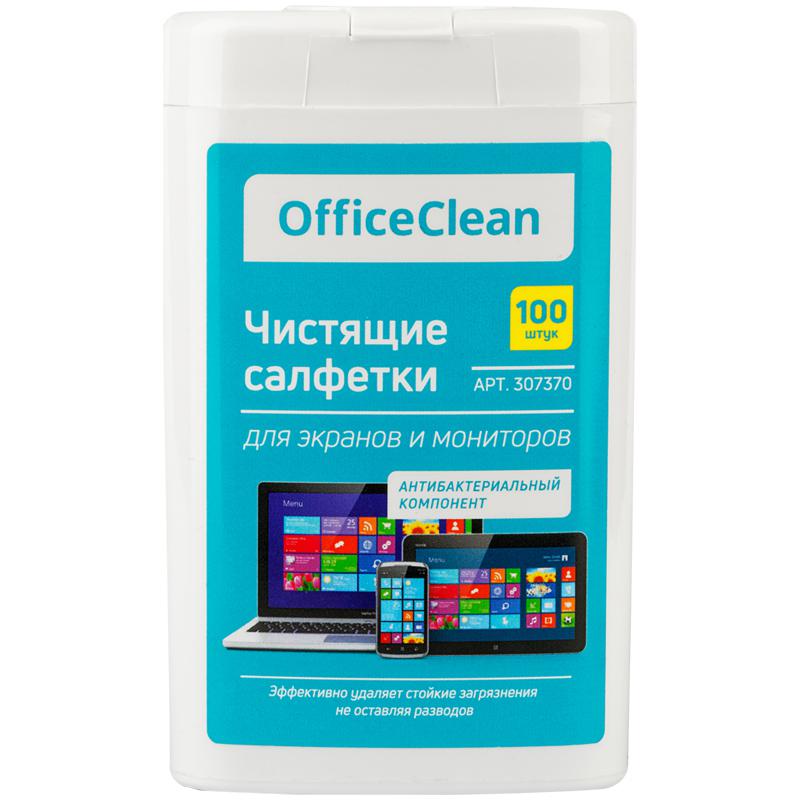 Чистящие салфетки OfficeClean для мониторов всех типов, в малой тубе, 100шт. 307370