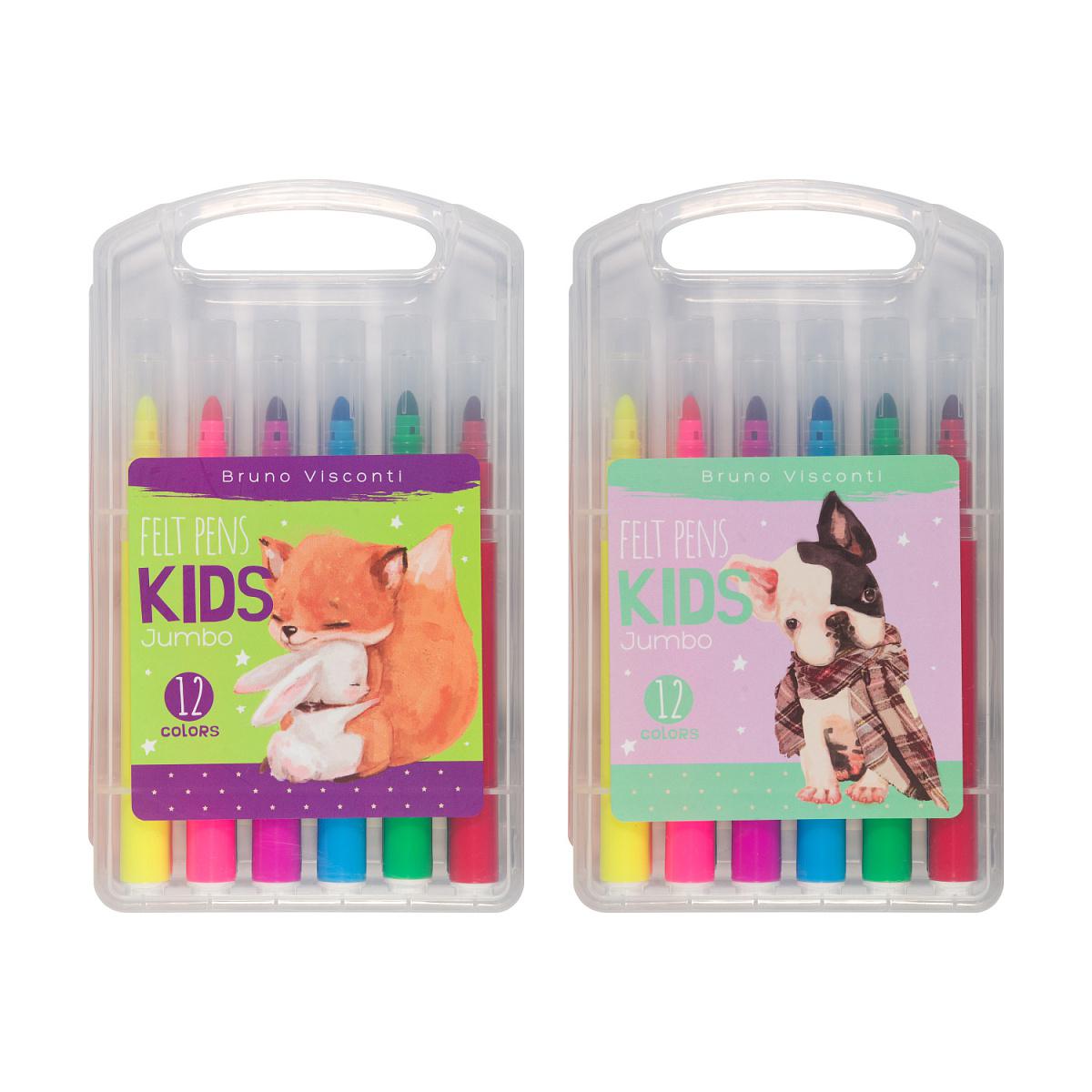 Фломастеры 12цв. Bruno Visconti 32-0033 "Funcolor Jambo" утолщенные, в пластиковом пенале 2 вида