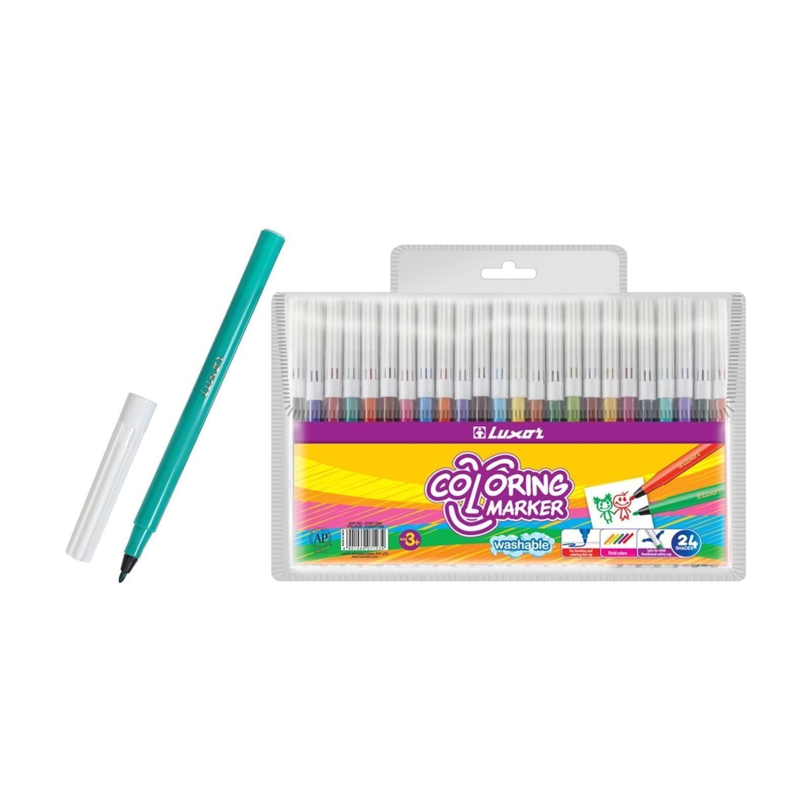 Фломастеры 24цв. Luxor Coloring 6101/24WT смываемые ПВХ европодвес 233887
