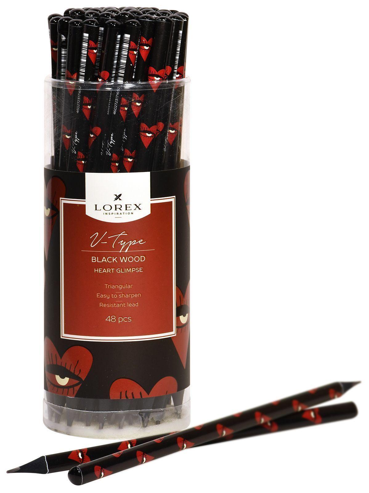 Карандаш ч/г Lorex LXLPVTBW-HG "V-TYPE BLACK WOOD HEART GLIMPSE" НВ трехгранный 244788