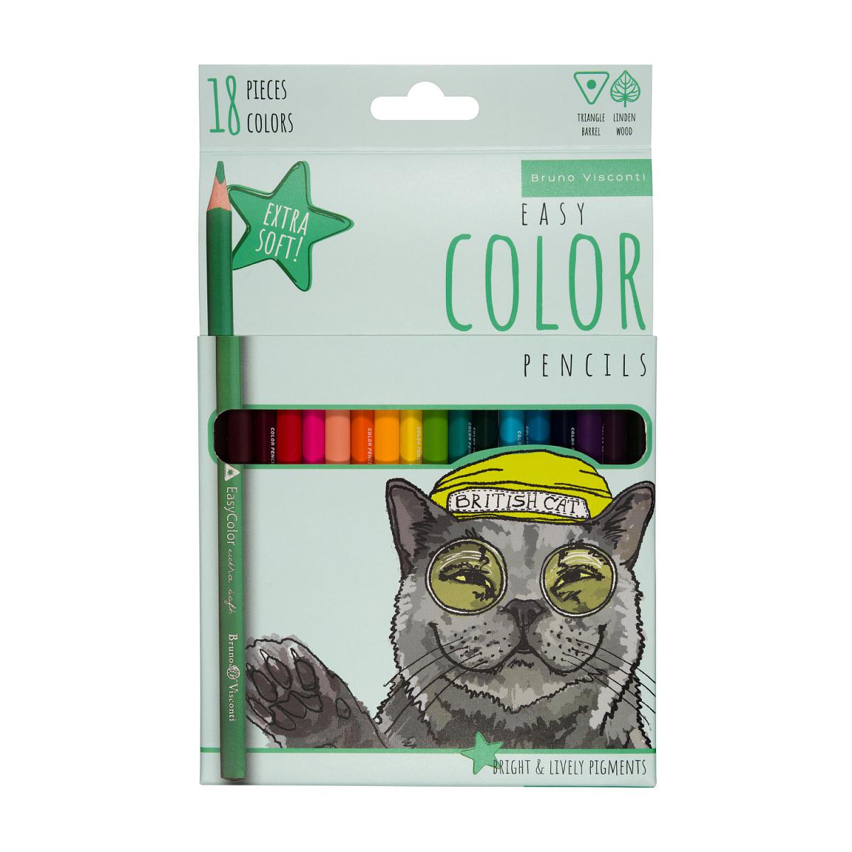 Карандаши 18цв. Bruno Visconti 30-0029 "Easycolor" 