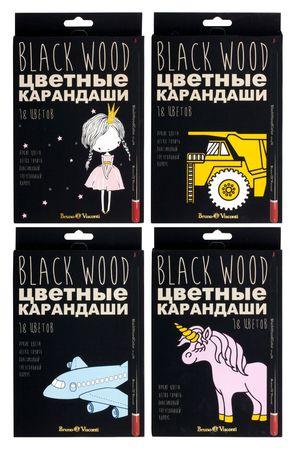 Карандаши 18цв. Bruno Visconti 30-0098 "BlackWoodColor" ассорти
