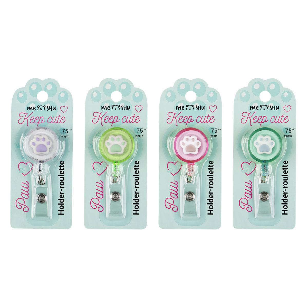Клип-рулетка MESHU MS_64878 "Paw" для бейджа, 75см, петелька, ассорти 377474 