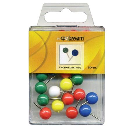 Кнопки силовые inФормат KKGC-30P /30шт/ с круглыми головками, ассорти 059033