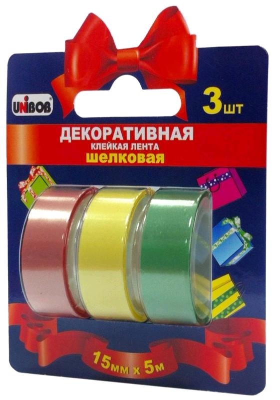 Лента-скотч UNIBOB шелковая 15мм*5м ассорти /inФормат/