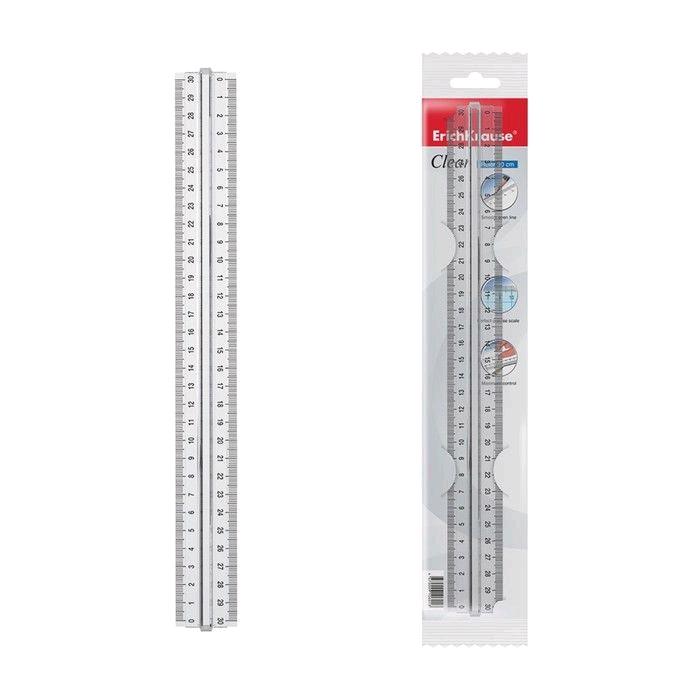 Линейка  30см ErichKrause 49520 Clear прозрачная в блистере