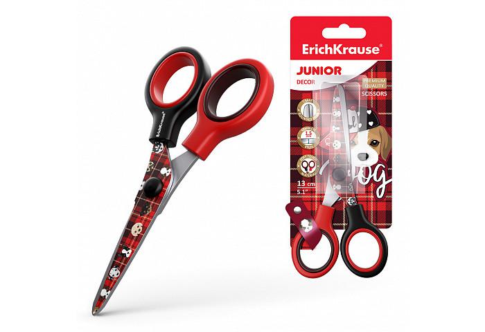 Ножницы 13,0см ErichKrause 53216 Junior Decor Cute Dog с принтом на лезвиях