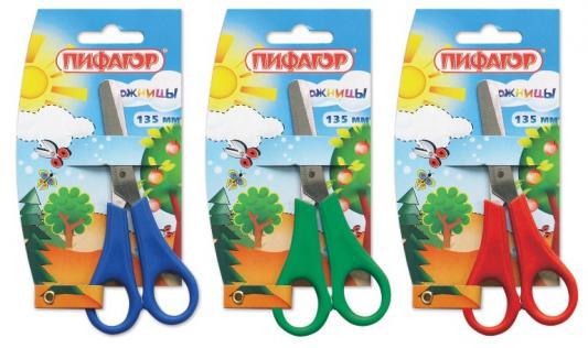 Ножницы 13,5см Пифагор 231163 детские с линейкой, ассорти