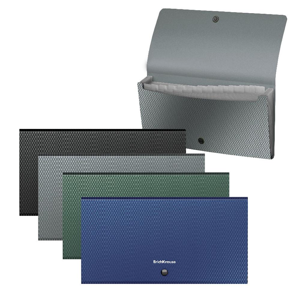 Папка на кнопке 260*138мм ErichKrause 50433 "Check size" Diamond Original 12 отделений, ассорти