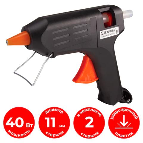 Пистолет клеевой Brauberg 670323 для стержня 11мм, 40Вт блистер
