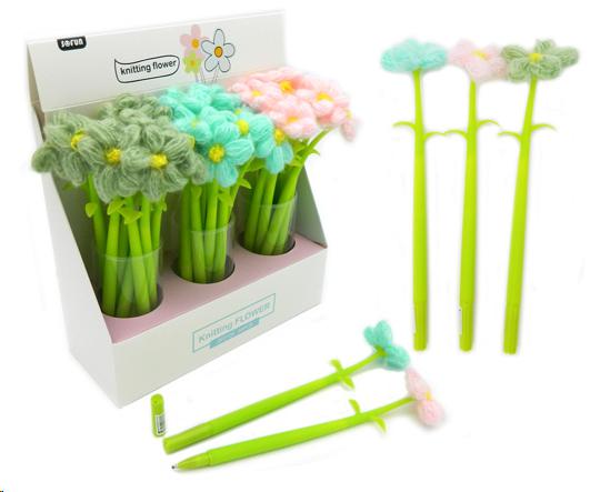 Ручка-игрушка Нева Маркет CC-69/ZF2134 "Цветок вязаный" 0,5мм син.шарик.ассорти 313633	