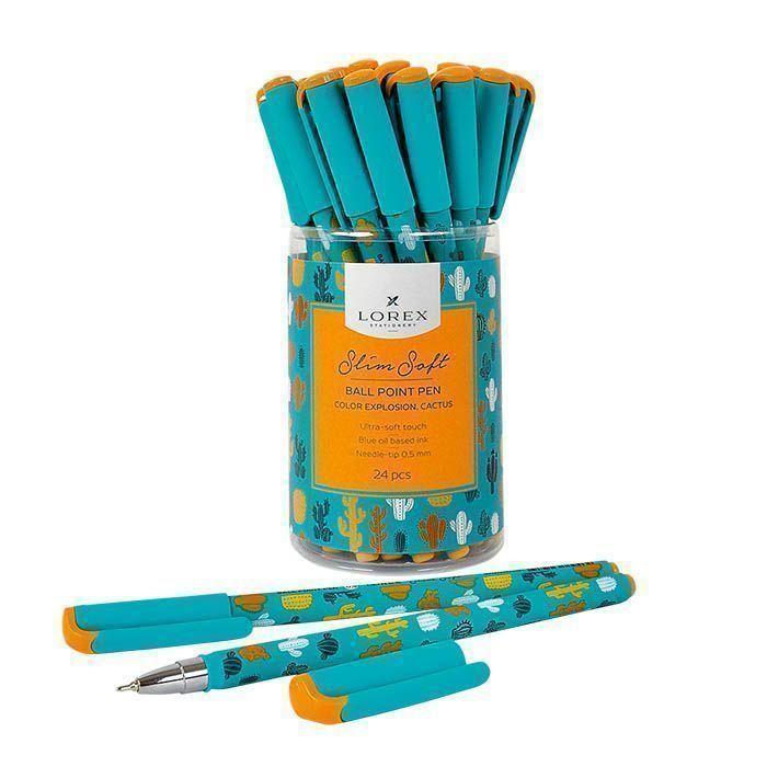Ручка Lorex LXOPSS-CE2 Slim Soft "COLOR EXPLOSION. CACTUS" масл, синий 0,5мм 189575