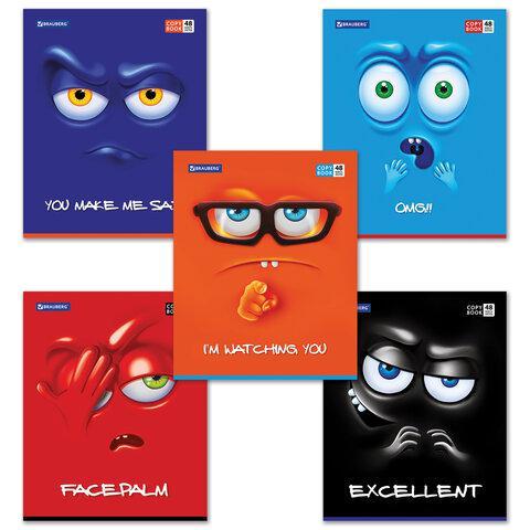 Тетради набор  48л Brauberg 402045 "Мордашка" клетка, ассорти /5шт/