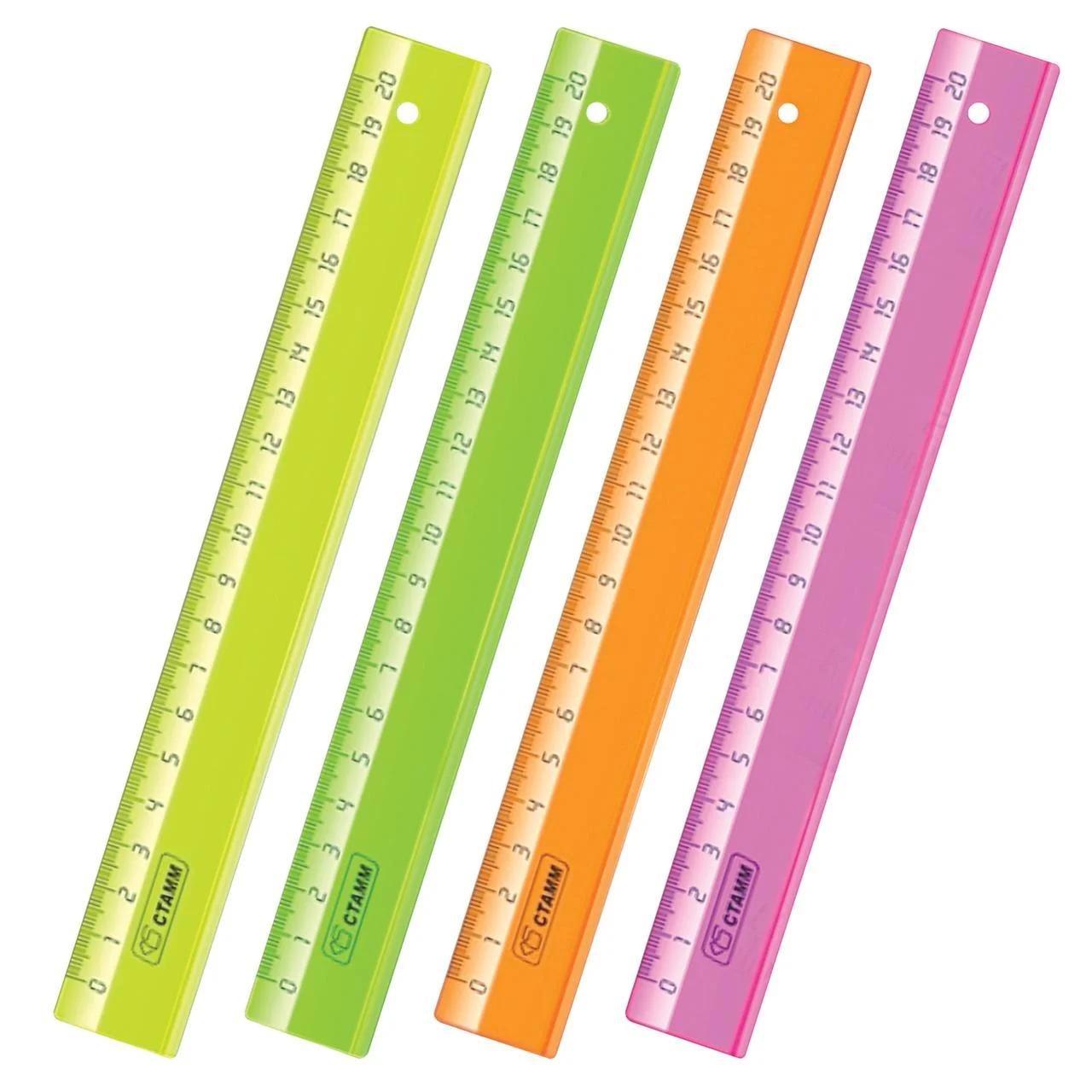 Линейка 20см Стамм ЛН12 NEON "Cristal" ассорти 083877