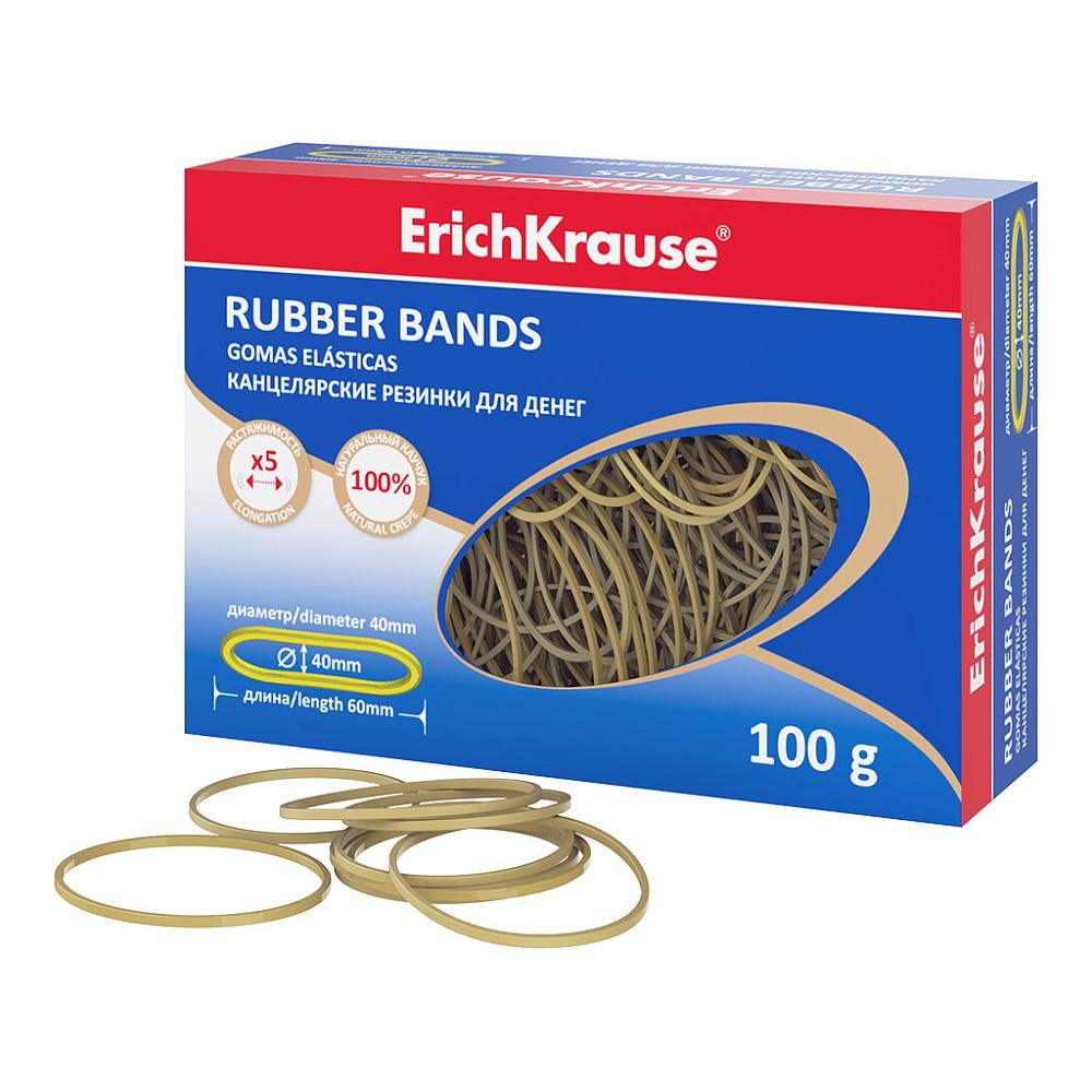 Резинки банковские 100г d=40мм ErichKrause 59843 натуральный