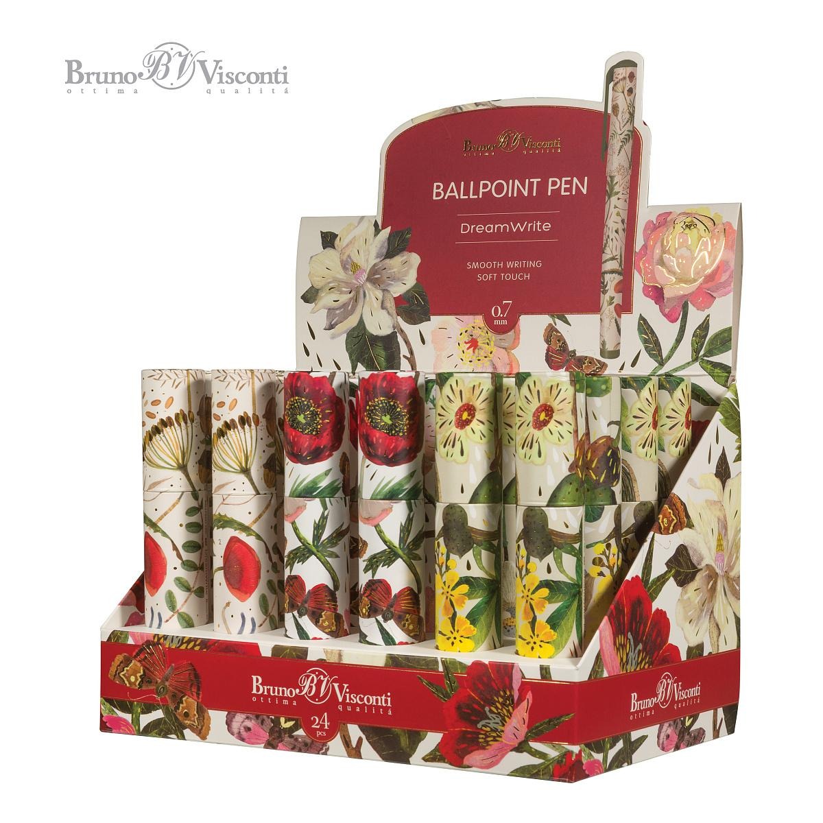 Ручка Bruno Visconti 20-0264/15 "DreamWrite. Flora.Bloom flowers" синяя 0,7мм ассорти