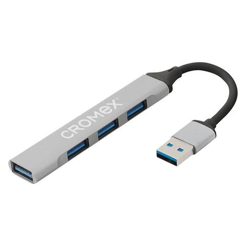 Хаб CROMEX CRX-087, USB-A 2.0, 4 в 1, 4 x USB-A 2.0, 60 мм, серый Самсон 355064