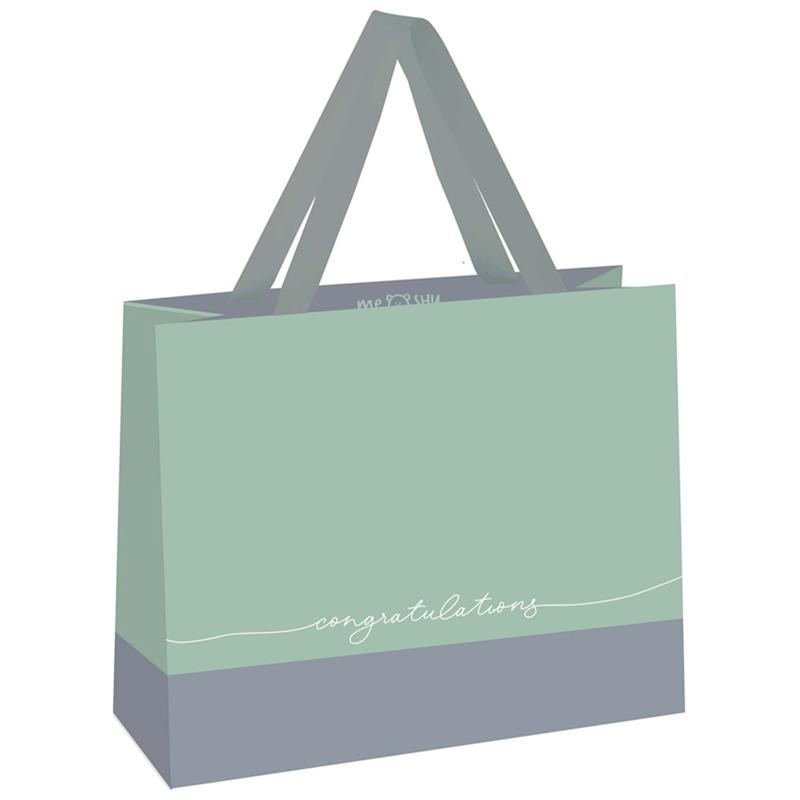 Пакет подарочный MESHU MS_45810 "Duotone. Gray-mint" 23*18*10см горизонтальный 339817